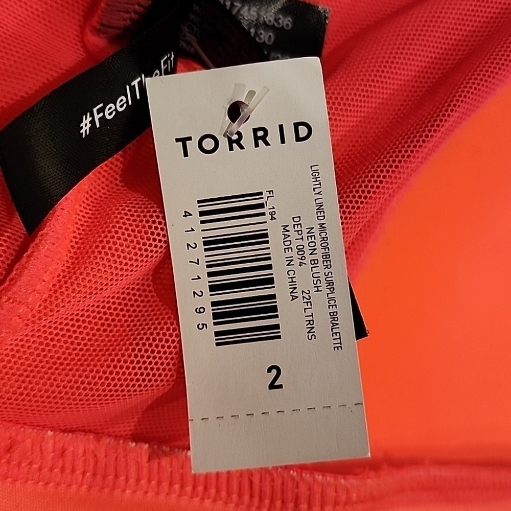 Torrid - Lightly Lined Microfiber Surplice Bralette in Neon Blush - Picture 8 of 14